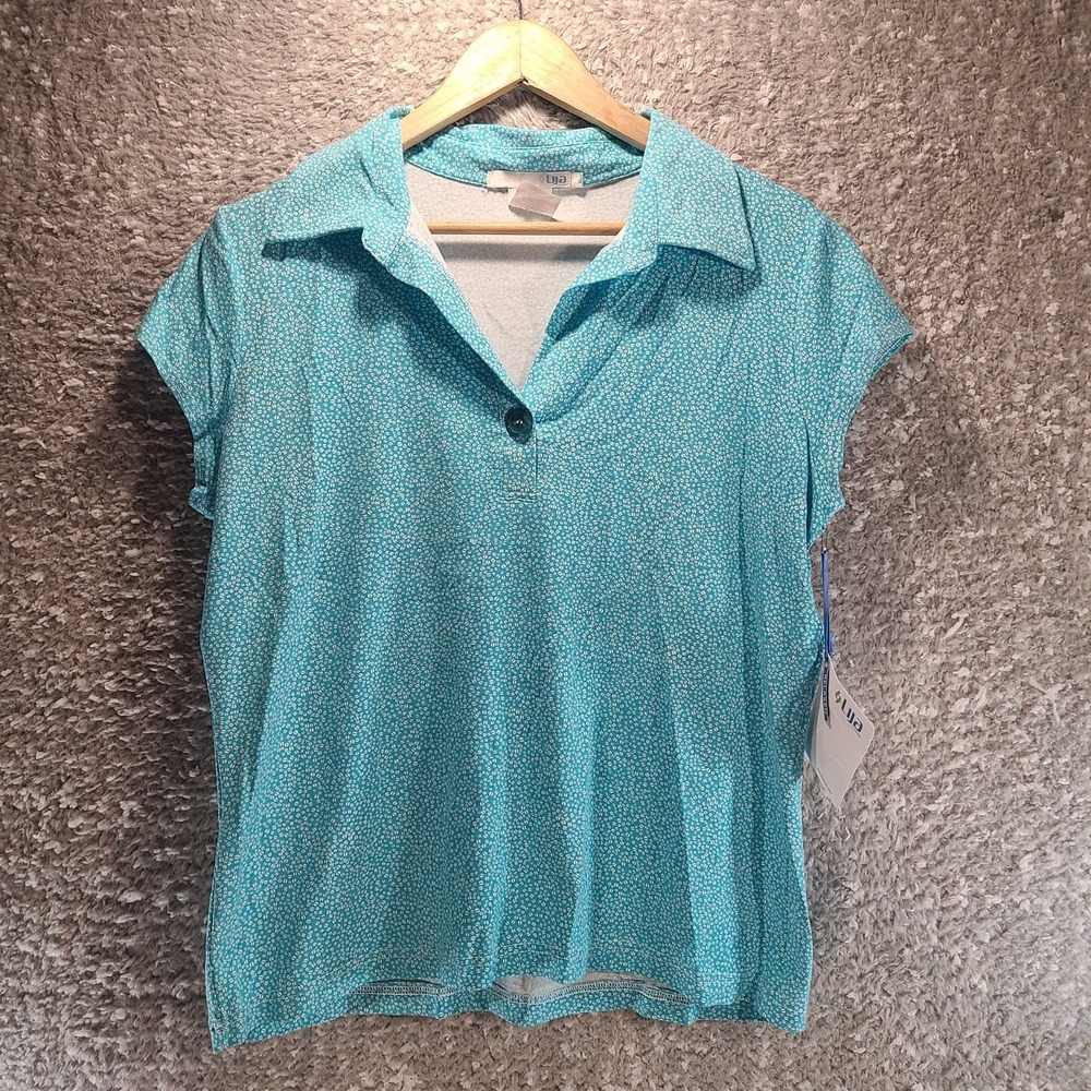 Lija‎ Blue Golf Polo Shirt  Short Sleeve Womens XL, Viscose Performance NWT
